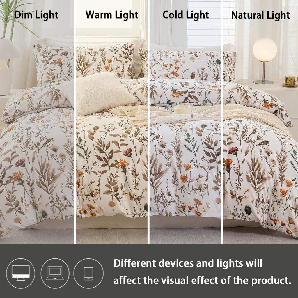 3pcs/set Leaf Floral Pattern Duvet Cover Set(1 Duvet Cover & 2 PillowcaseSoft And Skin-Friendly Duvet Cover Bedding Set For