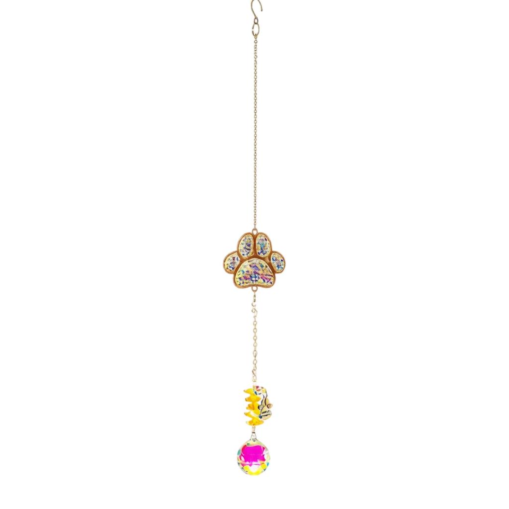 Decorative Paw Shaped Wind Chime Window Hanging Sun Catcher Rainbow Maker for Home Garden Indoor Outdoor Ornament