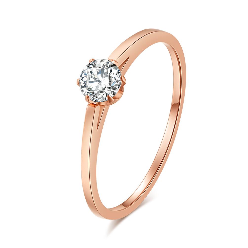 Titanium Steel Diamond-encrusted Women s Ring, Rose Gold Elegant Women s Tail Ring, Clothing Accessories 5#