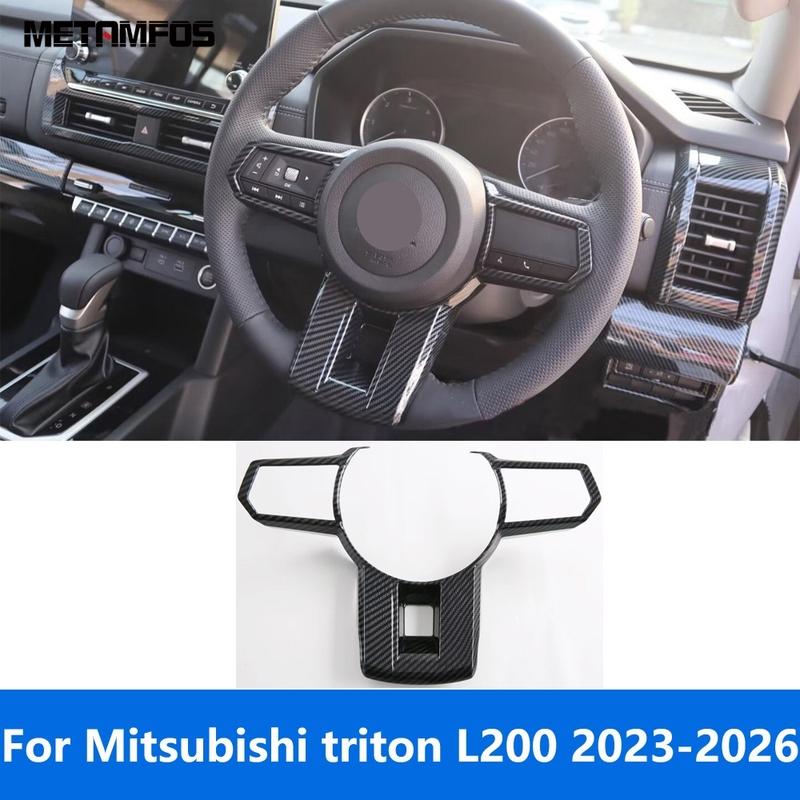 Steering Wheel Cover Molding Trim For Mitsubishi triton L200  2024 2025 2026 Carbon Fiber Interior Accessories Car Styling
