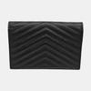 [Pre-Owned] Ysl Envelope Silver Logo Quilted Grainy Embossed Leather Envelope Chain Wallet Shoulder Crossbody Bag - Excellent #1TE77E9