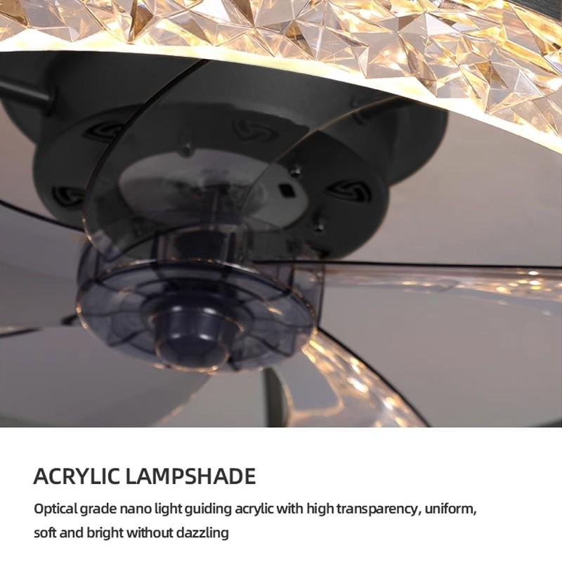 20 Inchs DC Motor Ceiling Fan With Light Living Room Luxury Style Ceiling Fan Adjustable Brightness LED Ceiling Fan Lamp