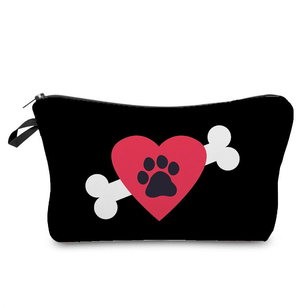 Women Dog Paw Print Cosmetic Bag Toiletries Organize Travel Storage Case 6874