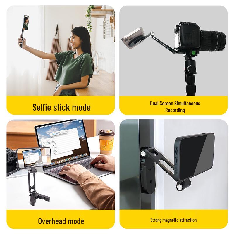 Dual-Sided Magnetic Phone Holder: Aluminum Alloy Multi-Functional Desk & Gym Tripod