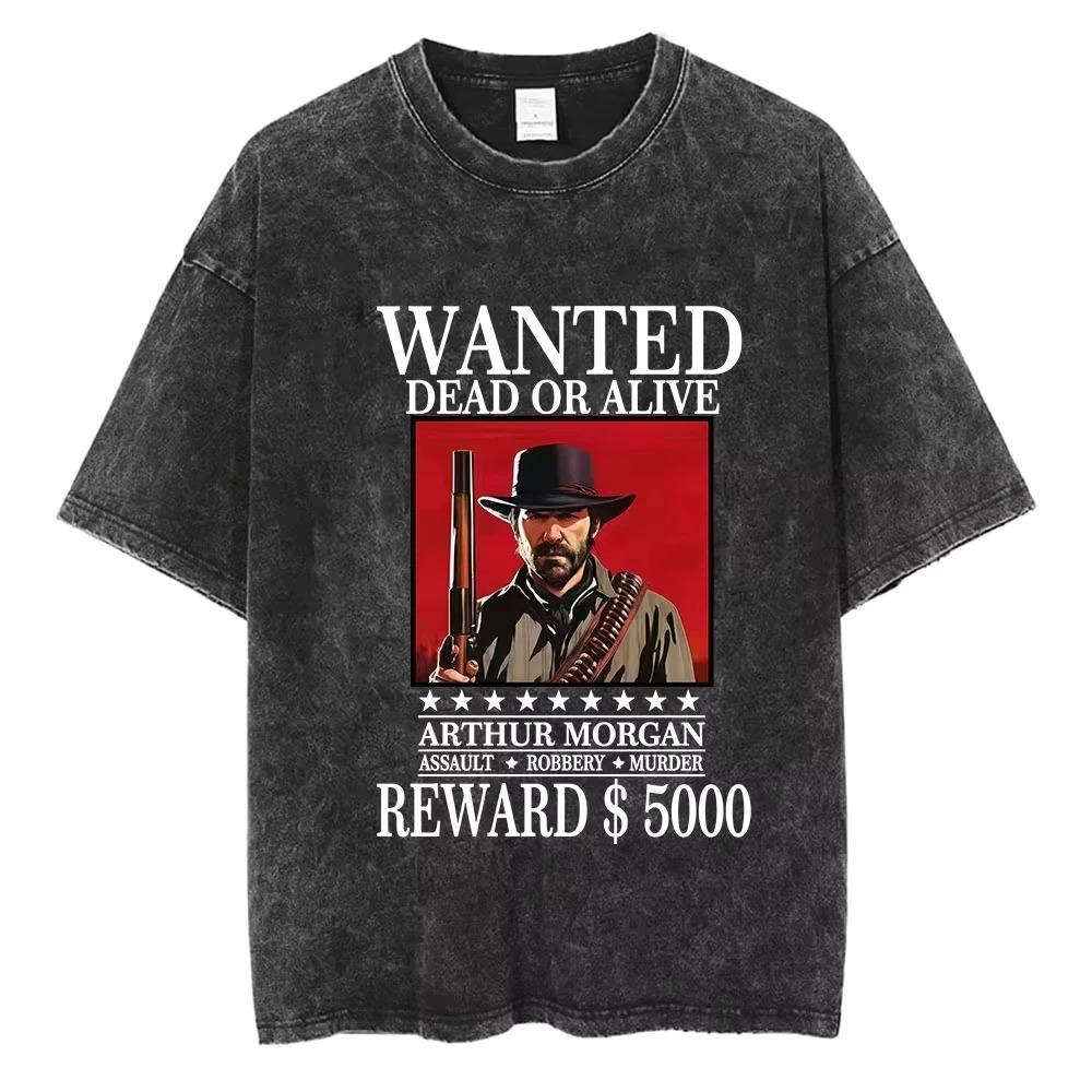 

Oversized Acid-Wash Vintage Short-Sleeve T-Shirt Featuring Red Dead Redemption 2 Logo & The Man, The Plan, The Rat Meme Double-Sided Graphic Print XXL