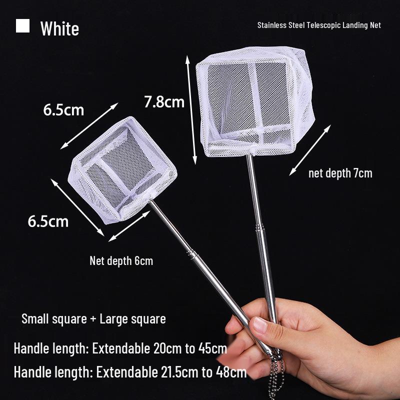 Stainless Steel Retractable Fish Tank Net for Small Ornamental Fish - Square & Round 3D Design