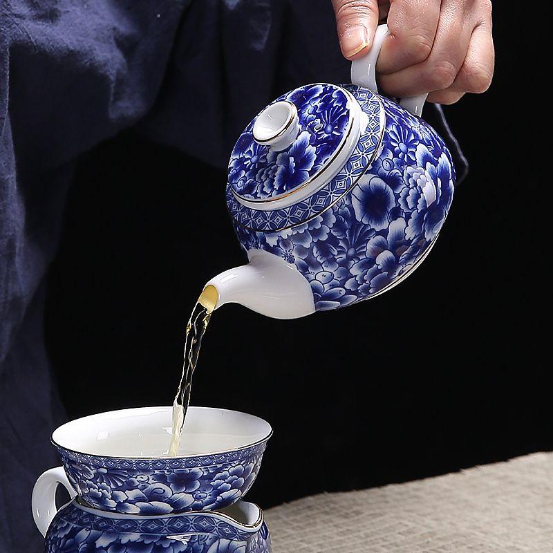 Jingdezhen-modro-bílá porcelánová konvice, čínská čajová souprava Kungfu, domácí keramická konvice na Puer, servisní konvice, roztomilé čajové nádobí