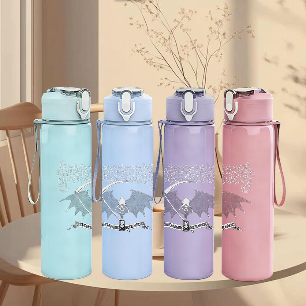 1PC White Eagle Wing Minimalist Silhouette Print 750ml Portable Sports Water Bottle Leakproof Gym Outdoor Travel Drink Cup