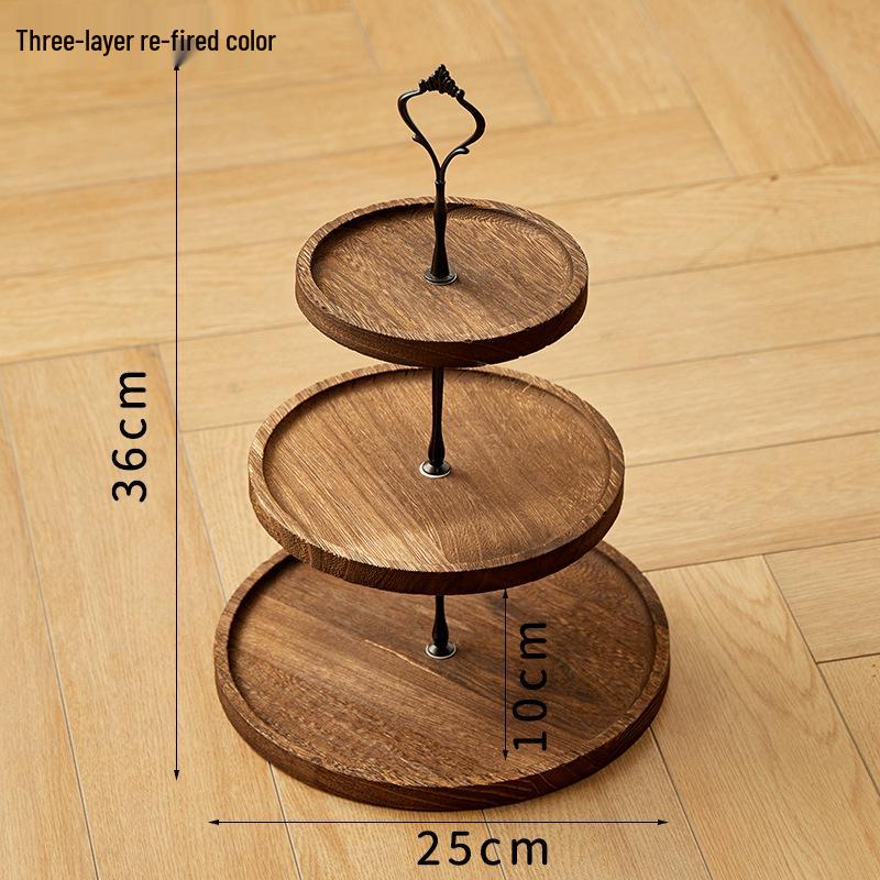 Creative European Double Layer Wooden Dessert Stand: Forest Style Cake and Treat Display Tray
