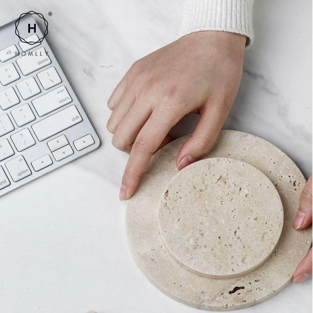 Homlly Beige Travertine Decorative Stone Tray Slab (X5 PCS)