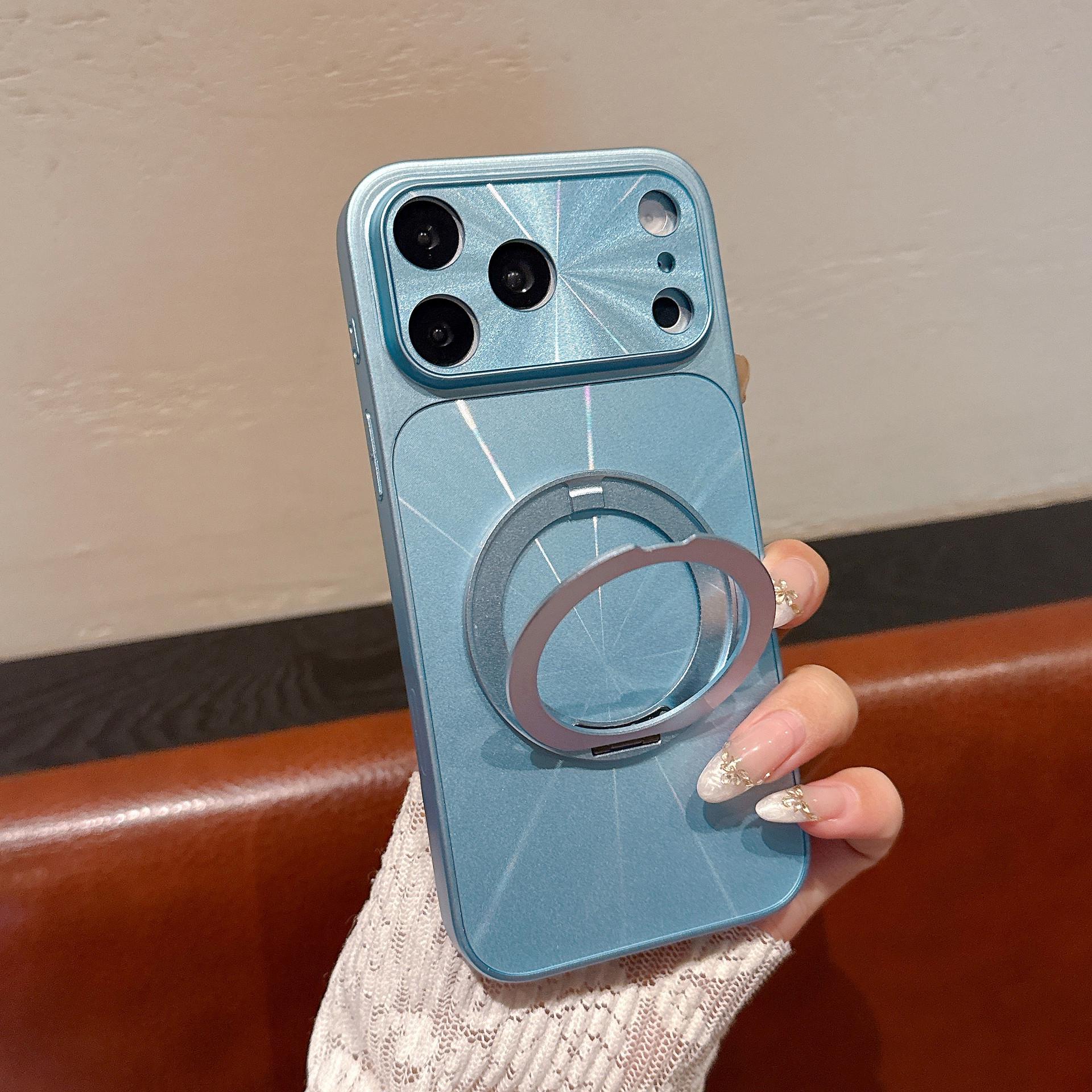 

360° Rotating Holder Case for iPhone 17: Electroplated Laser CD Pattern, Aurora Design iPhone 17 Pro