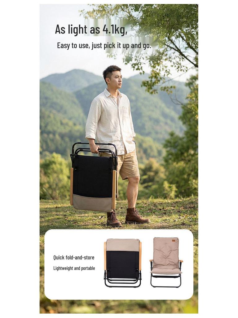 KingCamp Kangaroo Outdoor Folding Recliner: Portable High-Back Chair for Camping & Relaxation - Dual-Use Sitting & Lying, Four Seasons Comfort.