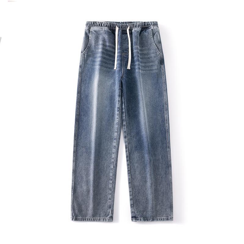 American Retro Washed Jeans Men's Hong Kong Style Loose Straight Drape Wide-leg Pants