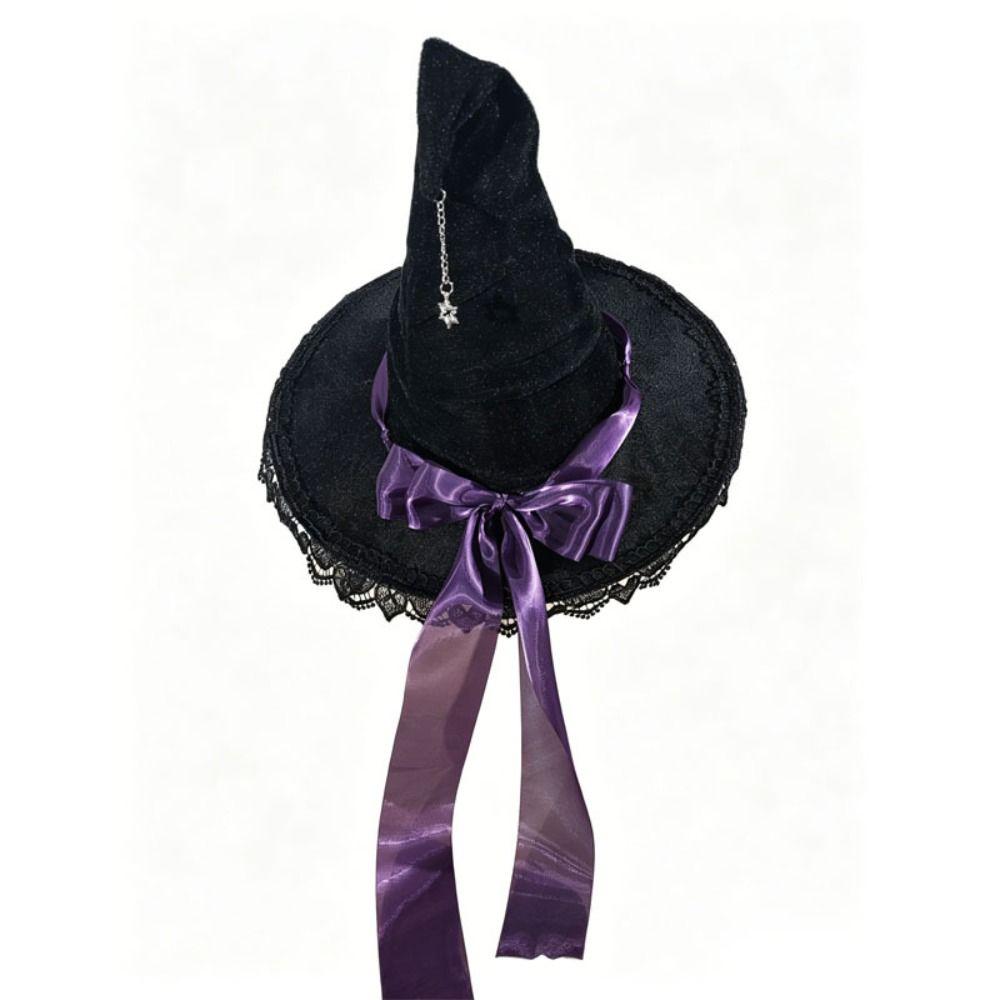 Lace Lolita Witch Hat Star Pendant Wizard Cap Party Props Halloween Hat Cosplay Event