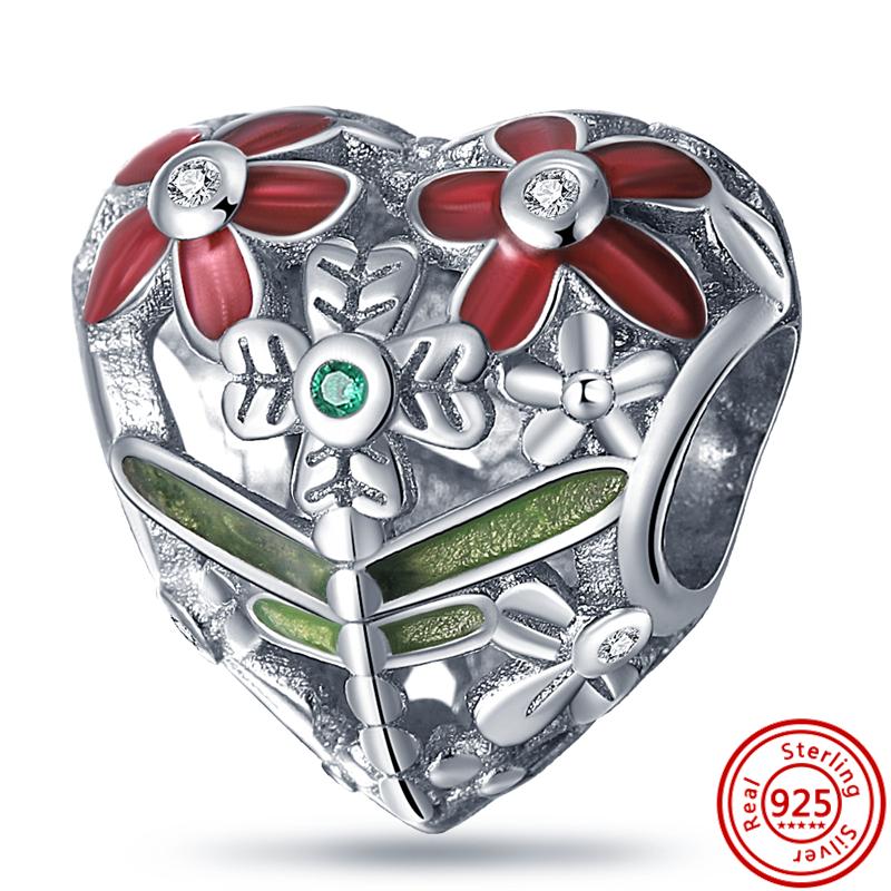 S925 argint sterling verde trifoi cu patru frunze puzzle colorat floarea-soarelui fluture margele se potrivesc bijuterii originale cu brățară