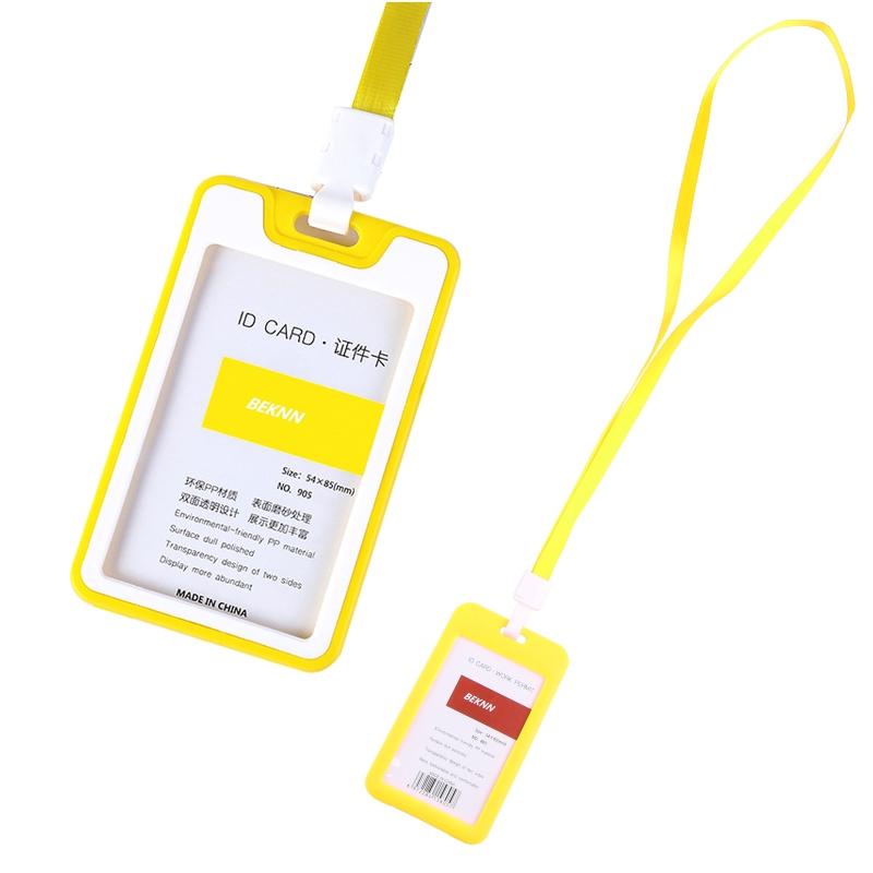 ID Name Card Sleeves 17' Lanyards Badges Pendant Kit Waterproof Non-scratch Fit for Factory Worker Office Staff Student
