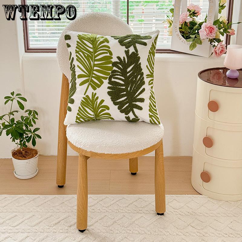 WTEMPO Green Leaf Sunflower Living Room Sofa Embroidery Cushion Throw Pillowcase