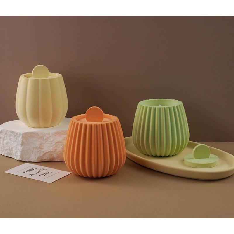Striped Jar Candle Holder Resin Molds Tray Silicone Molds Resin Epoxy Ornaments Casting Mold for DIY Candlestick Jewelry