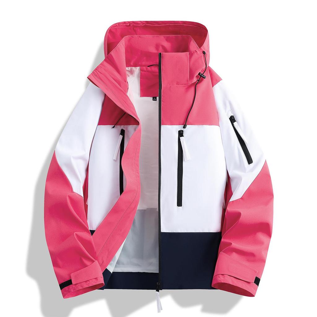 New Women's Windproof Waterproof Hooded Jacket for Mountaineering - Breathable, Wear-Resistant, and Loose-Fit 