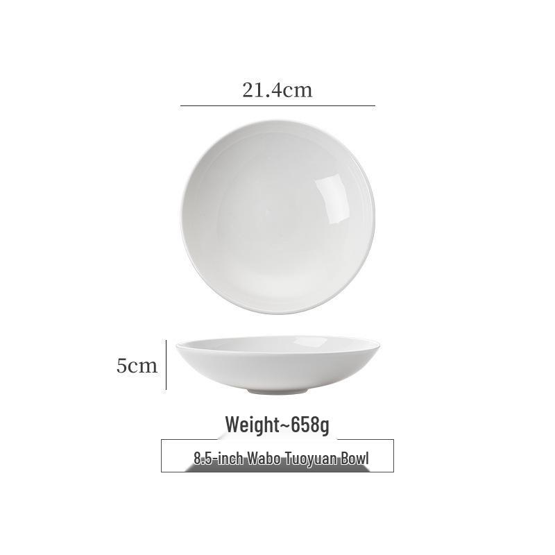 קערת עצם סין עמוקה לבנה אלגנטית: קערת מרק/אטריות/פירות ים למלון ומסעדה - עיצוב לא סדיר ויצירתי