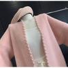 Women's Mink Fleece Cardigan Jacket Autumn and Winter Midi Beaded Knitted Cardigan Loose Casual Over-the-knee Knitted Sweater Coat