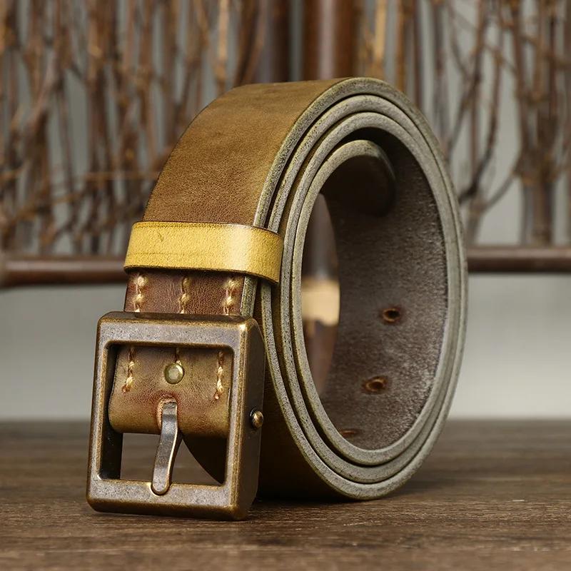 3.8CM Thickening Top Layer Cowhide Genuine Leather Belts for Men Luxury Designer High Quality Vintage Jeans Cowboy Male Belt