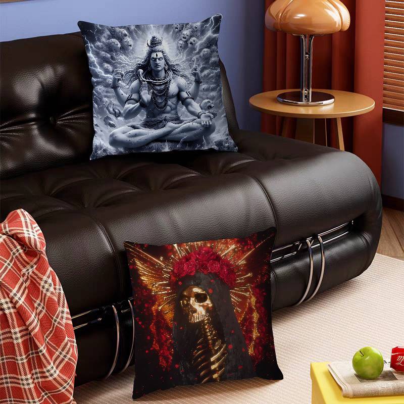Gott mit uns Schädel 45*45cm Kissenbezug Dekokissenbezug Heimkissenbezug für Couchkissen