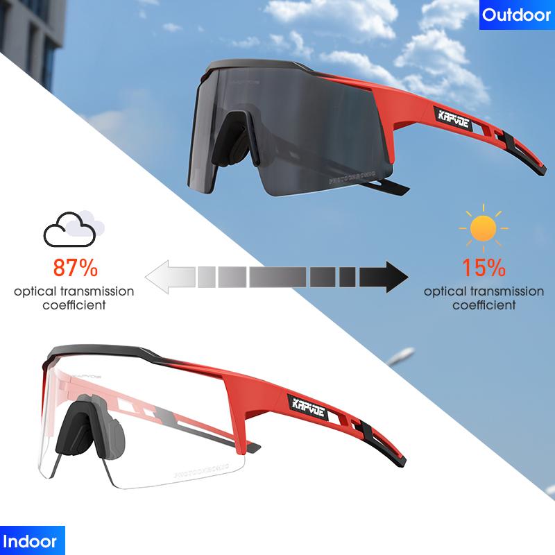 

Kapvoe Photochromic Cycling Sunglasses for Men Glasses Fashion Mountain Bicycle Road Speed Cool Goggles Eyewear Sports MTB Bike Photochromic 1LENS
