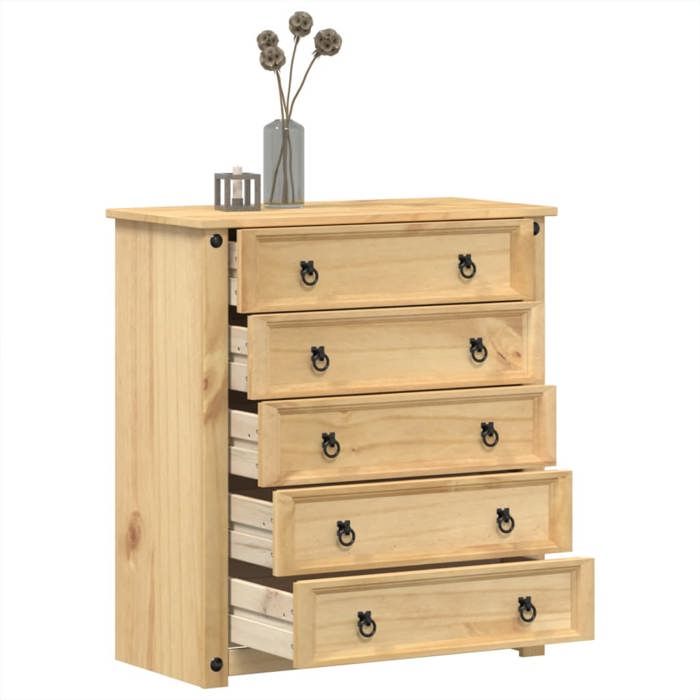 VidaXL Commode Corona 80x40x89 cm bois massif de pin, commode à tiroirs, classeur, armoire à tiroirs, armoire de rangement, 4005673