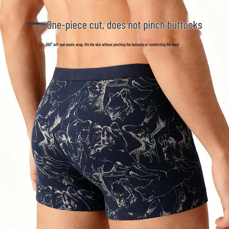 Septwolves Men's High-Elastic Antibacterial Cotton Boxer Briefs 3-Pack