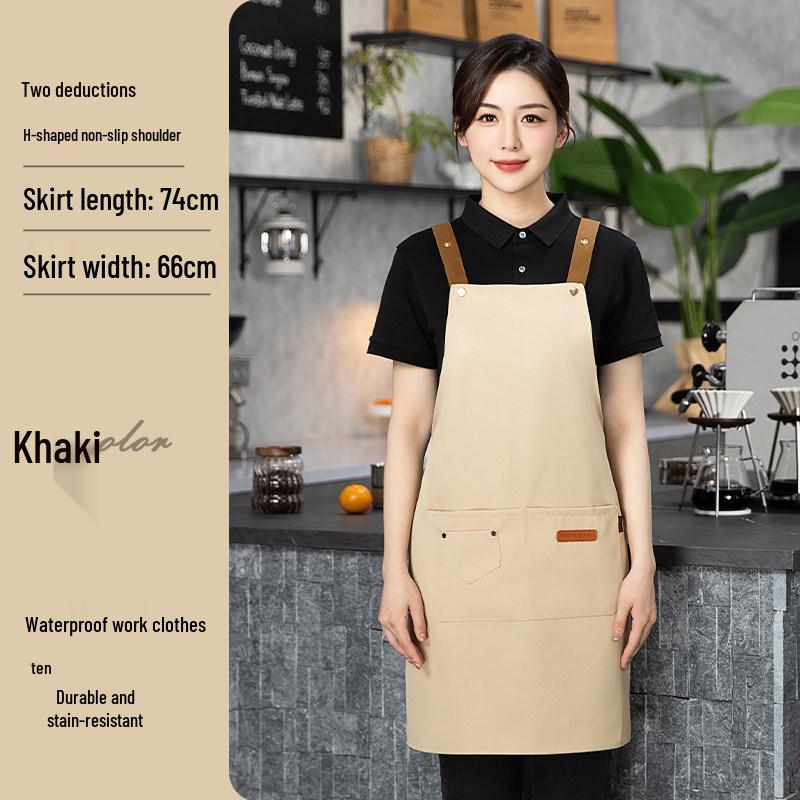 Waterproof Logo Printed Canvas Apron for Women - Perfect for Milk Tea and Coffee Shop Workers