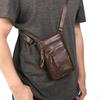 Herren Echte Leder Handy Tasche Crossbody, Vintage Kleine Umhängetasche, Kompakte Hüfttasche mit Reißverschlussfächern, Outdoor Reise Tasche
