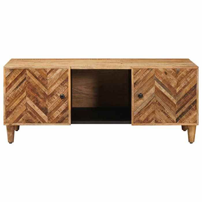 Table basse - MAISON EXCLUSIVE - 100 x 54 x 40 cm - Marron - Bois de manguier massif - Rangement et boutons laiton