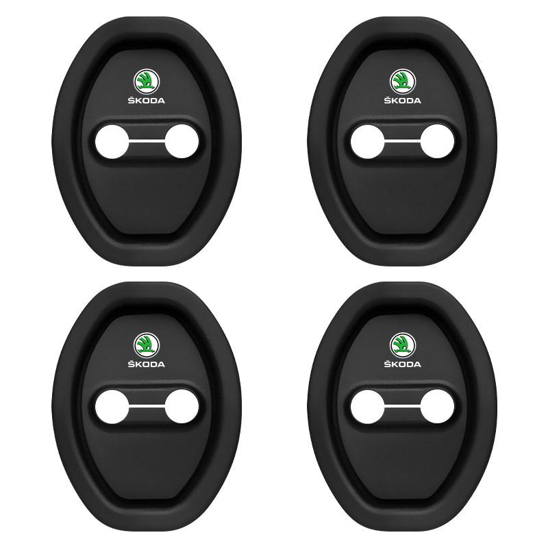 4Pcs Car Door Stopper Cover Door Lock Protective Covers For Skoda Octavia Superb Rapid Kodiaq Karoq Fabia Kamiq Roomster Citigo