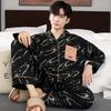 Men Pajama Sets Cotton Pijama Turn-down Collar Sleepwear Long Sleeve Spring Nightwear Male 2 Pieces Set Homewear