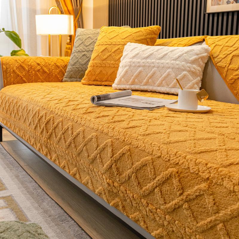 Tykket sofapute Sklisikkert dekselhåndkle Four Seasons Shu Cotton Plush Enkel altomfattende dekkpute.