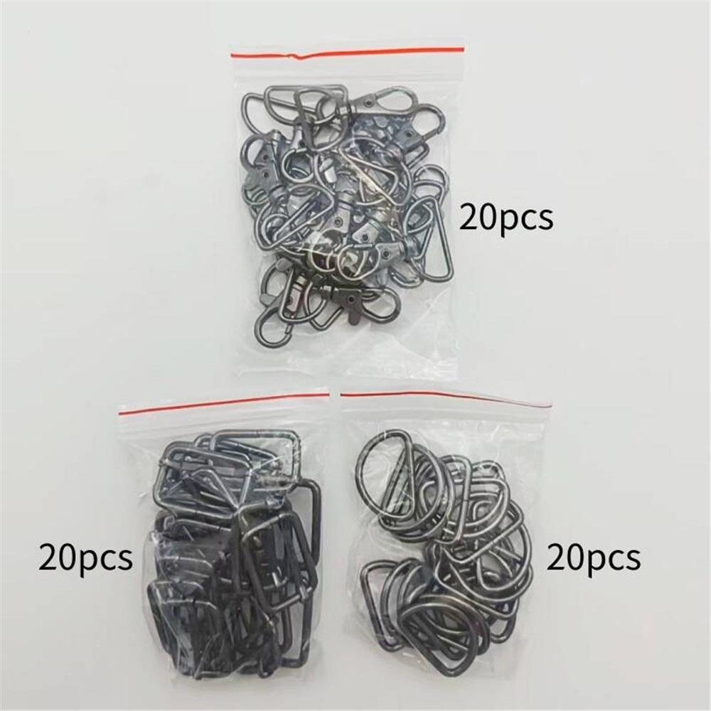 60Pcs Metal Swivel Buckle Set, 25mm D Rings & Adjustable Strap Slider Fittings For DIY Sewing Bag Lanyard Making