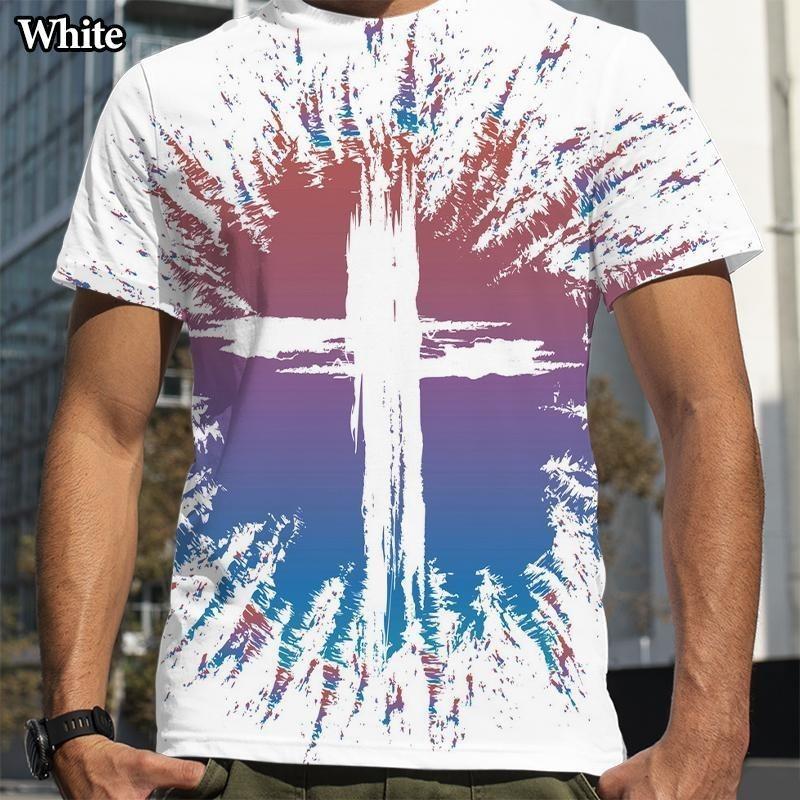 Hats accessories Zomer T-shirts Christelijk Kruis Jezus Bedrukt Casual T-shirt Mannen Mode 3D Korte Mouw Tee 6XL