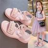 DADAWEN Summer Open Velcro Easy To Put On and Take Comfortable for and 20cm Girls' Sandals, Toe, Closure, Off, Flexible, Walking, School, Outings,