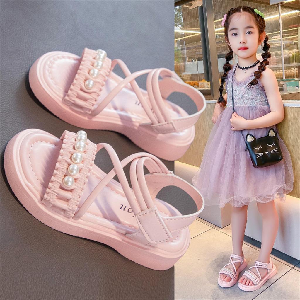 DADAWEN Summer Open Velcro Easy To Put On and Take Comfortable for and 20cm Girls' Sandals, Toe, Closure, Off, Flexible, Walking, School, Outings,