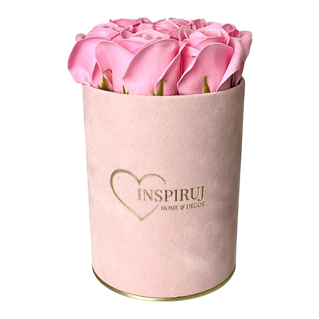 Flowerbox Inspuj - Pink Box with Soap Roses - No. 9 Pink