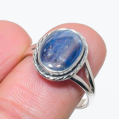 Natural Blue Kyanite Gemstone Handmade 925 Solid Silver Jewelry Ring Size 8 S3s30