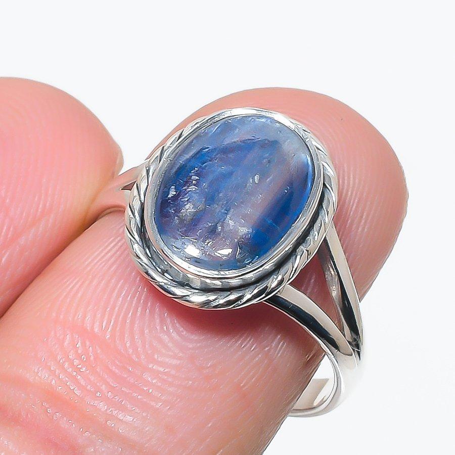 

Natural Blue Kyanite Gemstone Handmade 925 Solid Silver Jewelry Ring Size 8 s3s30