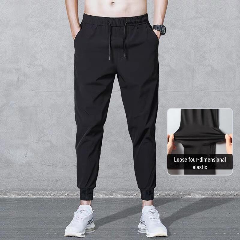 

Мужские повседневные брюки большого размера из быстросохнущего ледяного шелка - свободные эластичные брюки для лета XL