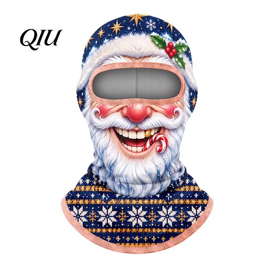 Winter Skiing Balaclava Velvet Face Mask for Christmas, Santa Snowman Reindeer Elf Balaclava, Cold Weather Guard Windproof Neck Gaiter Outdoor