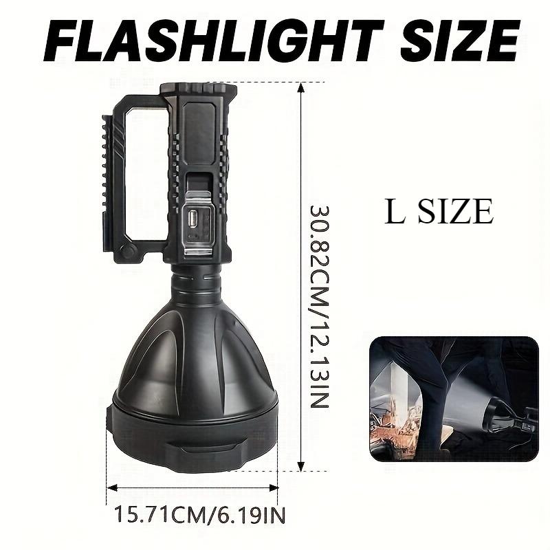 Large LED Flashlight with Foot Support for Convenient Installation, Night Safety Lighting, Home Emergency 4 Modes Suitable for Construction Sites