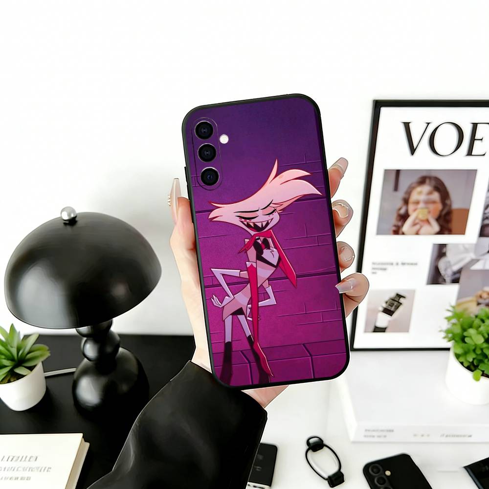 H-Hazbin A-Angel Dust Phone Case Black Silicone Soft For Samsung Galaxy A73,A72,A71,A70,A53,A52,A51