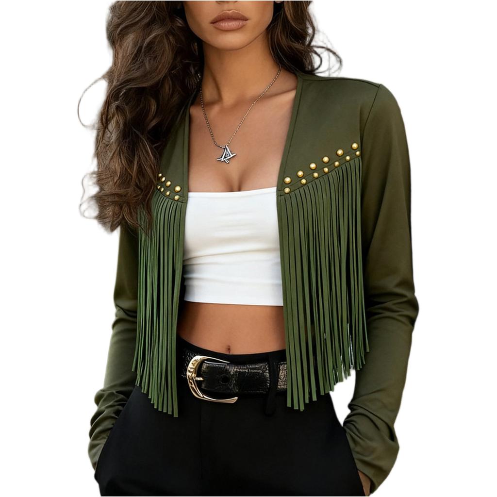 Fashionable Women's Tassel Vest, Faux Suede Sleeveless Jacket, Coat.