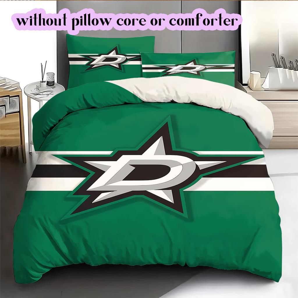 Ice Hockey Logo Pattern Bedding Quilt Set Quilt Cover Pillowcase Home Decoration Birthday Gift (1*duvet Cover+ 2*pillowcase, Without Core)