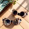 Retro Steampunk Goggles with Rivets Halloween Decorative Glasses Gear Glasses Steampunk Glasses for Cosplay Enthusiasts